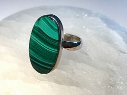 Bague  ajustable argent 925 Malachite-66€